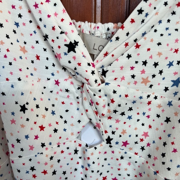NWT LOFT White Multicolor Stars Twist Open Front Shorts Romper Size 4 - Picture 7 of 12